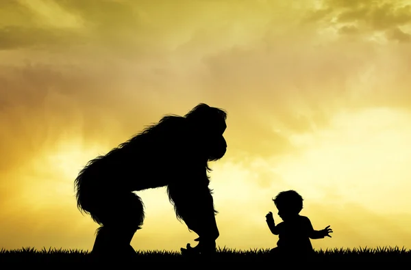 Gorila con niño — Foto de Stock