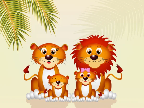 Lions family in the jungle — Stock Photo, Image