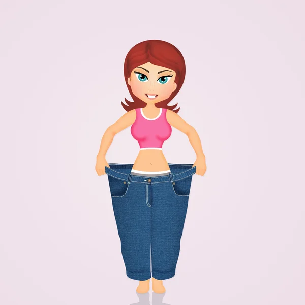 Fat woman after the diet — Stock Photo, Image