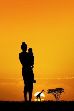 gün batımında Afrikalı kadın
