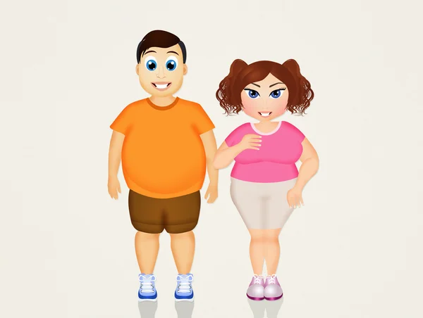 Ilustración de pareja obesa —  Fotos de Stock