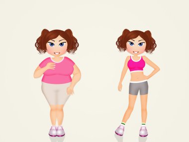 şişman kadınlarla önce ve sonra spor