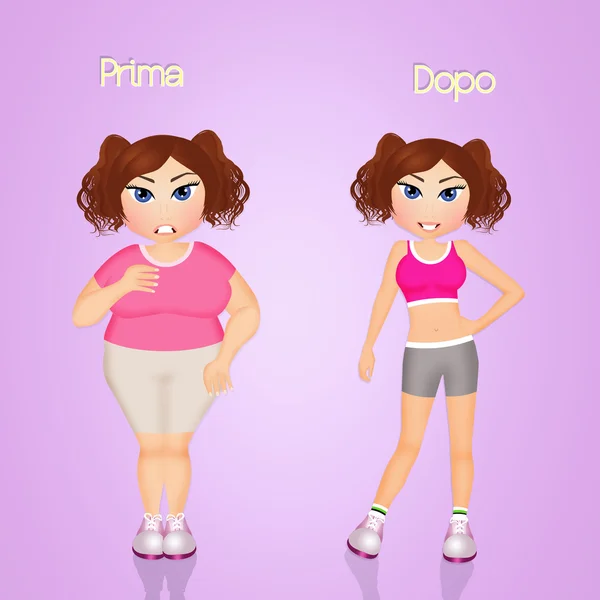 Mujer antes y después de la dieta —  Fotos de Stock