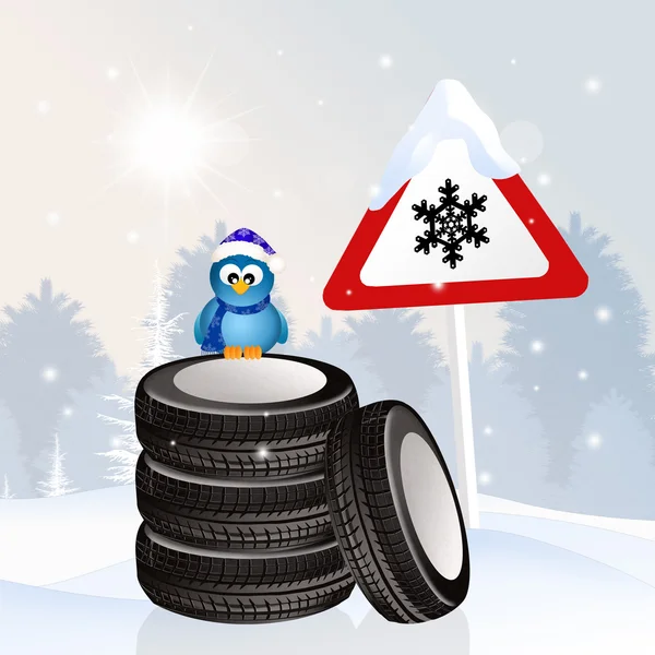 Neumáticos de nieve en invierno —  Fotos de Stock