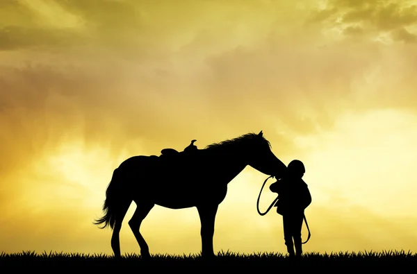 Niño con caballo —  Fotos de Stock