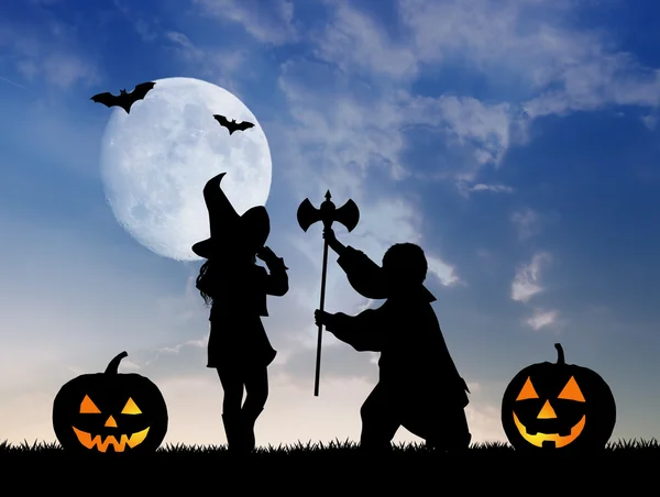 Crianças vestidas para o Halloween — Fotografia de Stock