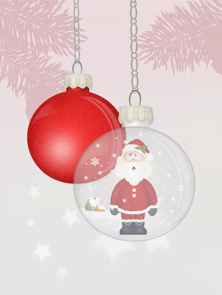 Papai Noel na bola de cristal de Natal — Fotografia de Stock