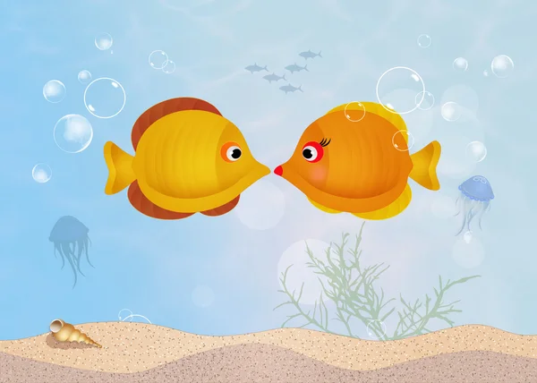 Yellow fishes in the ocean — Stock Photo, Image