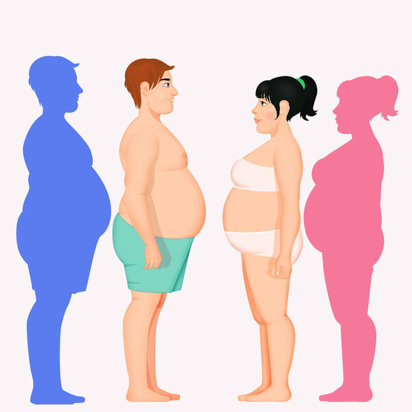 смешная иллюстрация тучной пары