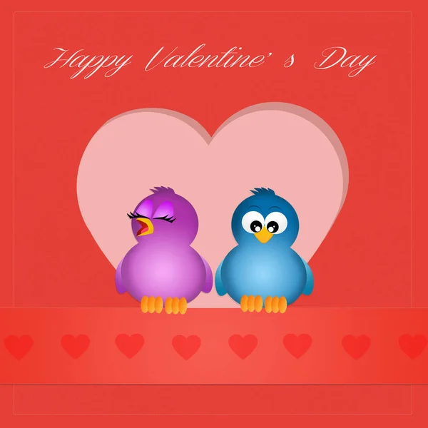 Illustration Funny Valentines Postcard — Stock Photo, Image