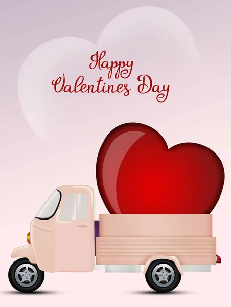 Camioneta Lleva Corazón Para Día San Valentín —  Fotos de Stock