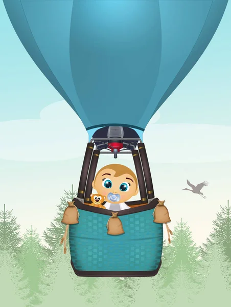 Chłopiec Balonie Ogrzane Powietrze — Zdjęcie stockowe