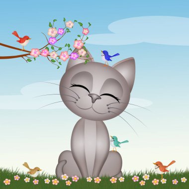 İlkbaharda kedi yavrusunun resmi