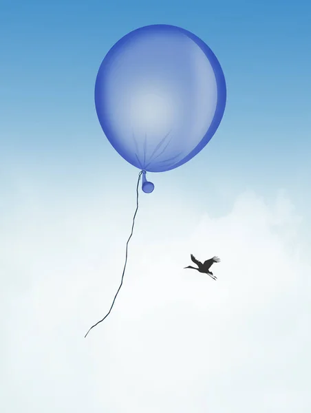 Balão Azul Para Nascimento Menino — Fotografia de Stock