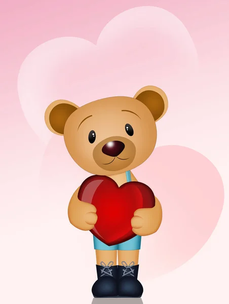 Illustration Teddy Bear Heart — Stock Photo, Image