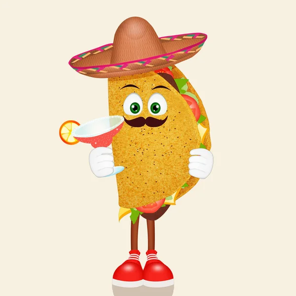 Funny Illustration Tacos Margarita — Stock Photo, Image