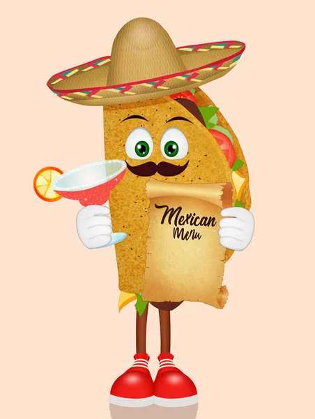 Ilustração Engraçada Menu Mexicano — Fotografia de Stock