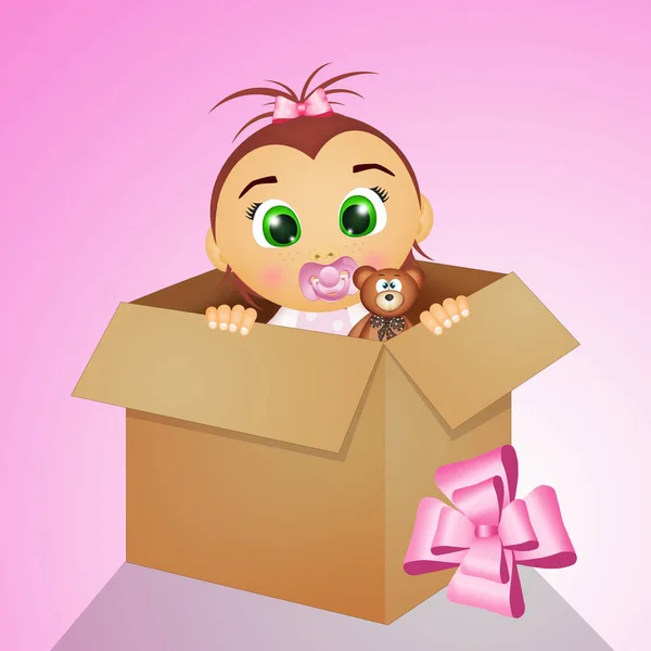 Illustration Baby Female Carton — Stock Photo, Image