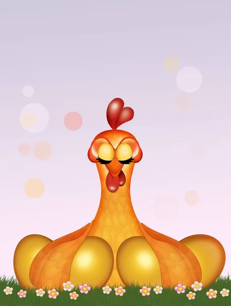 Die Henne Mit Den Goldenen Eiern — Stockfoto