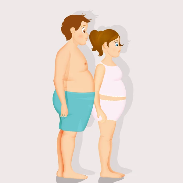 Απεικόνιση Του Υπέρβαρου Κορίτσι Και Αγόρι — Φωτογραφία Αρχείου