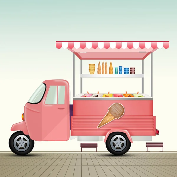 Ilustración Calle Camioneta Venta Helados — Foto de Stock