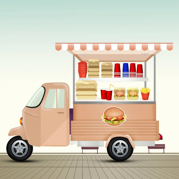 Illustration Eines Straßenpickups Der Burger Verkauft — Stockfoto