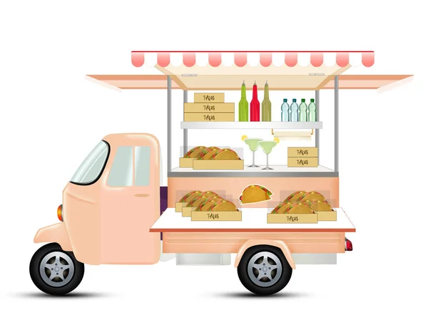 Illustration Gatan Pickup Lastbil Som Säljer Tacos — Stockfoto