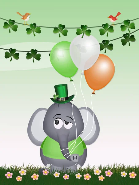 Patrick Day Postkarte Mit Lustigem Elefanten — Stockfoto