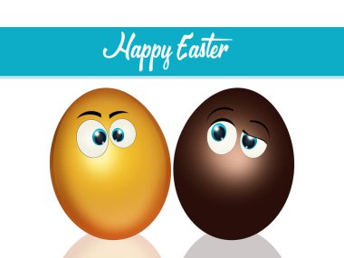 Komik yüzlü Paskalya yumurtalarının çizimi