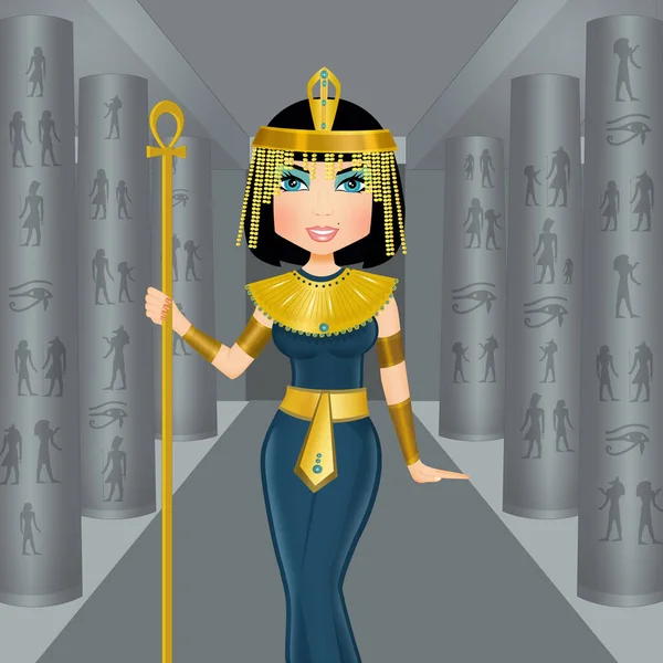 Illustration Cleopatra Egyptian Temple — Stock Photo, Image