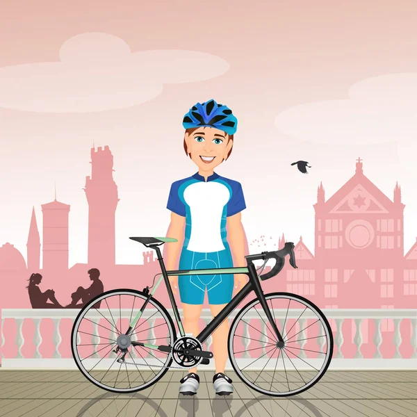 Illustration Man Cycling Florence — Stock Photo, Image