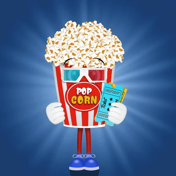 Grappige Illustratie Van Popcorn Bioscoop — Stockfoto