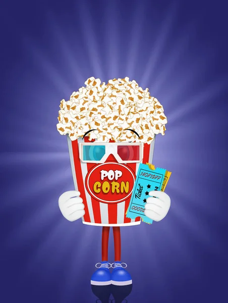 Rolig Illustration Popcorn Bio — Stockfoto