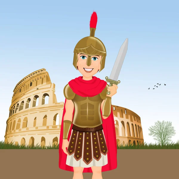 Man Roman Costume Front Colosseum — Stock Photo, Image