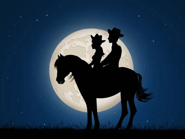 Para Koniu Świetle Księżyca — Zdjęcie stockowe