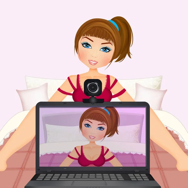 Ilustrace Dívky Webkamery — Stock fotografie