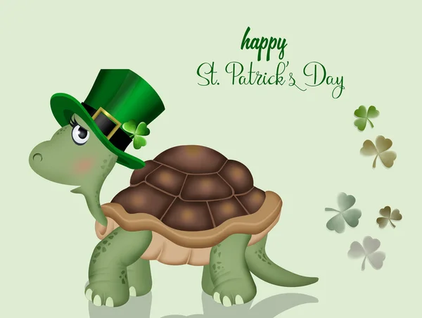 Illustration Postcard Patrick Day Funny Turtle — Stock Fotó