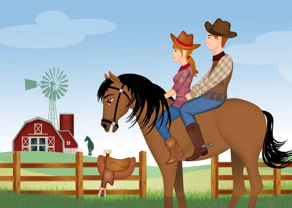 Ilustración Pareja Caballo — Foto de Stock