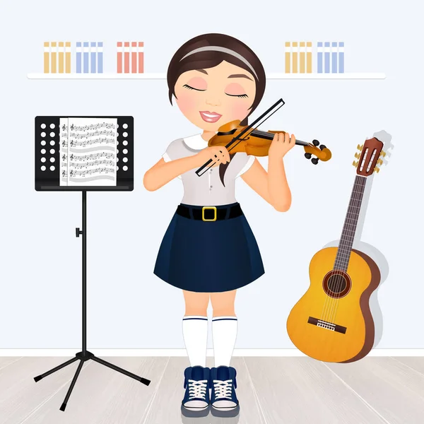 Illustrazione Ragazza Che Suona Violino — Foto Stock