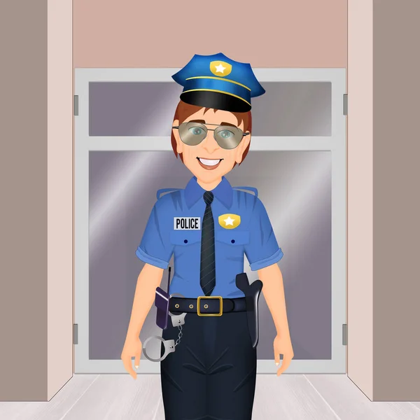 Illustrazione Poliziotto Caserma — Foto Stock