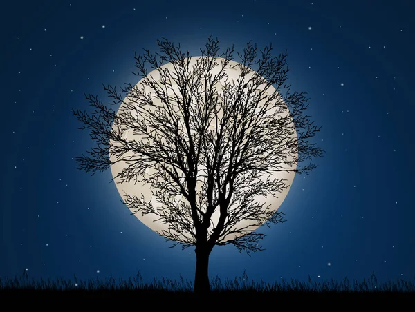 Illustration Tree Moonlight — Stock Photo, Image