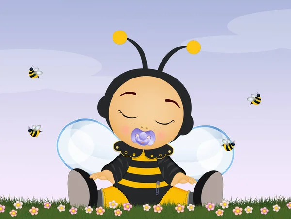 Funny Illustration Baby Bee Costume — Stock Fotó