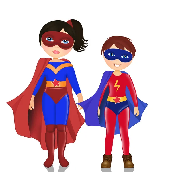 Ilustração Criança Menina Com Traje Super Herói — Fotografia de Stock