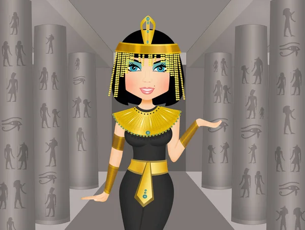 Kleopátra Illusztrációja Egyiptomi Templomban — Stock Fotó