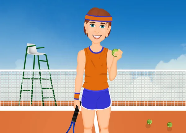 Illustratie Van Man Die Tennis Speelt — Stockfoto