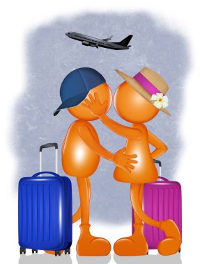 Bir çift stilize adam seyahat ediyor.