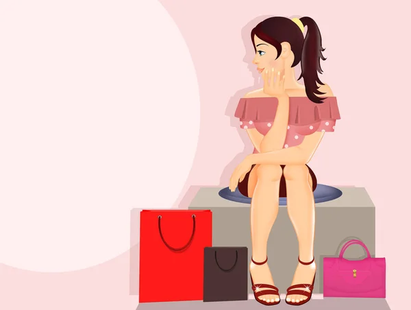 Ilustración Mujer Que Encanta Compras —  Fotos de Stock