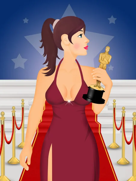 Illustration Actress Statuette Red Carpet — Stock Photo, Image