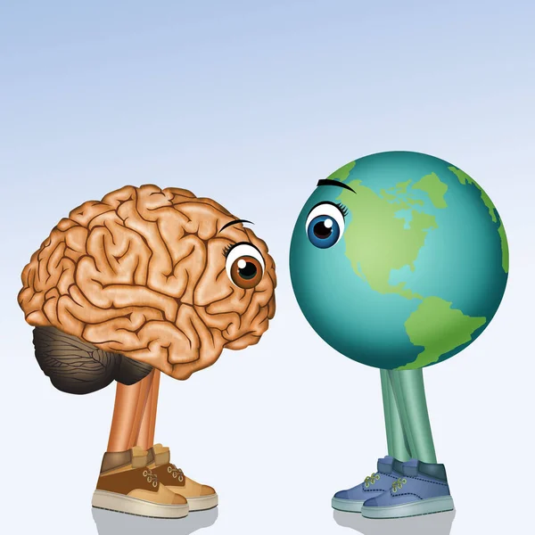 Мозг Мир Вместе — стоковое фото