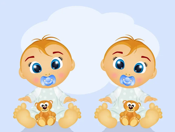 Illustration Baby Manliga Tvillingar — Stockfoto